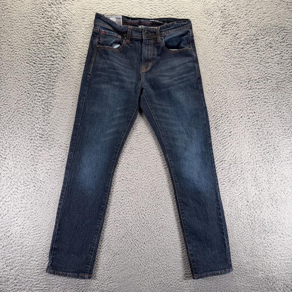 MBX Jeans Men's 30x30 Blue Cotton Denim Straight Slim Fit Workwear Faded Stretch